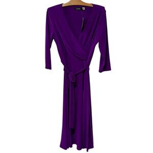 Lauren Ralph Lauren | Jersey Midi Dress Purple 3/4 Sleeves Timeless NWT- Size 8